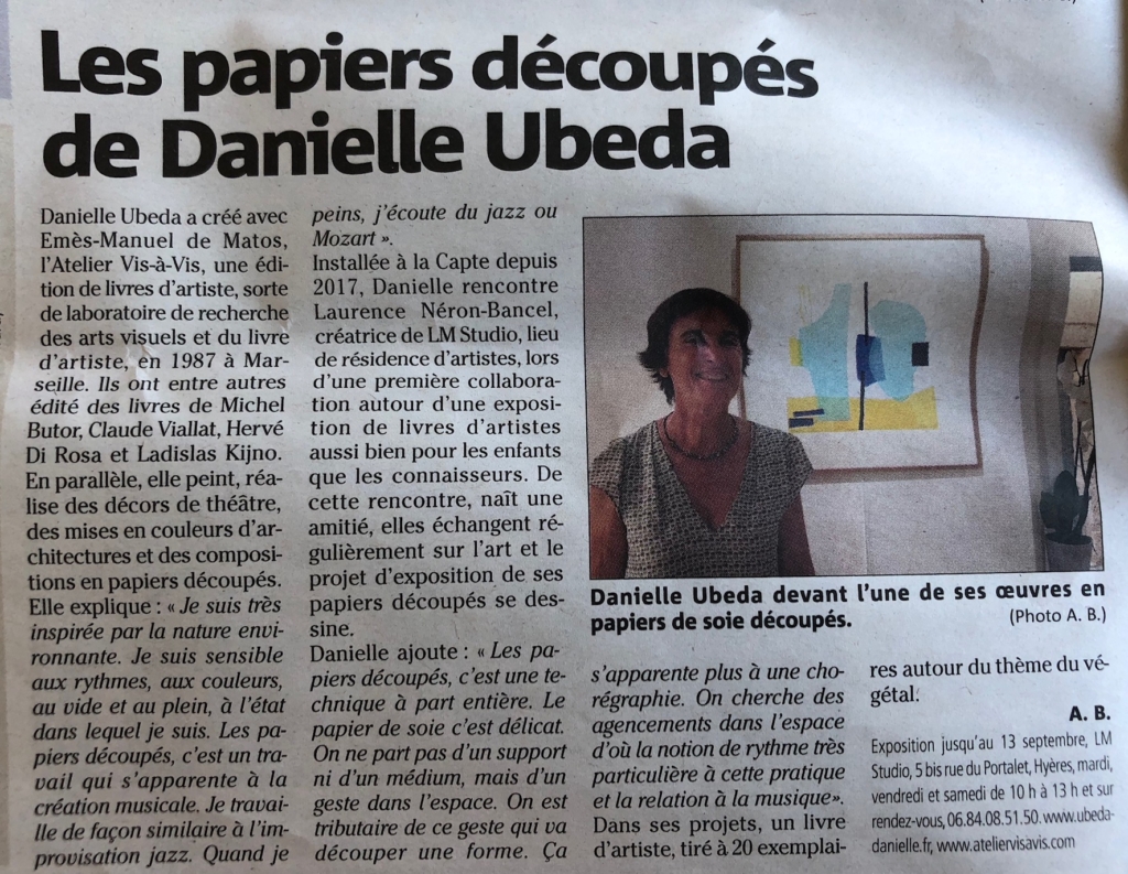 super article de presse dans Var Matin en date du 5 septembre 2020